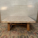 Bone Inlay Handcrafted Indian Furniture Carved Solid Hard Wood Coffee Table 182x28x47Cm